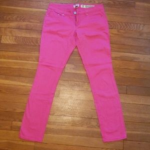 Hot pink skinny pants
